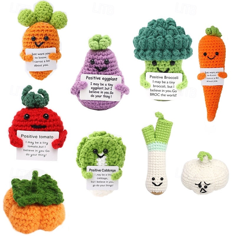 Handmade Emotional Pickle Gift Cucumber Crochet Doll Inspirational Gifts with Cards Cute Knitted Funny Support Pickle Potato Friend Birthday