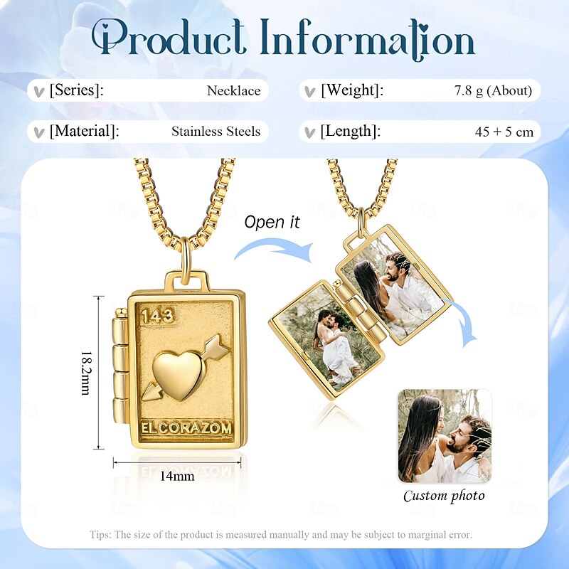 Personalized Square Photo Box Necklace Custom Best Gift for Mom Wedding Gift for Lovers with 2 Photos for Special Occasions2