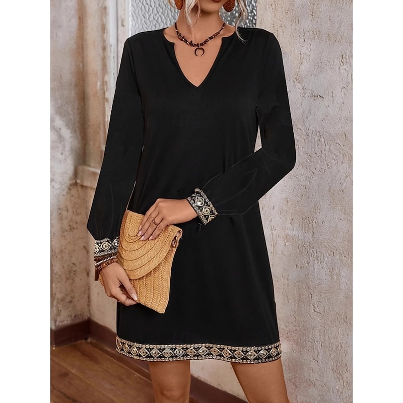 Women's Long Dress Maxi Dress Black Dress Casual Dress Cocktail Dress Formal Dress Stylish Basic Casual Vacation Party Wedding Guest Regular Fit Plain Long Sleeve V Neck Black Summer Spring4
