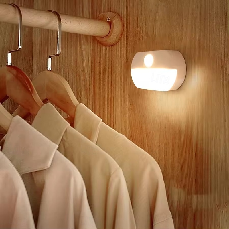 Motion Sensor LED Night Light Wireless AAA Battery Powered Night Lamp Bedroom Stair Closet Wardrobe Hallway Kitchen Lights 2/4pcs2