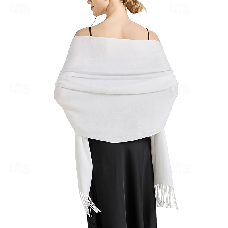Soft Silky Pashmina Shawl Wraps Solid Colors Scarf for Wedding Evening Dresses