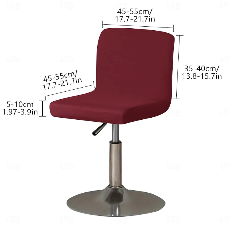 Water Resistant Milk Silk Chair Cover, Stretch Spandex Armless Square Swivel Bar Stool Chair Slipcover, Removable And Washable3