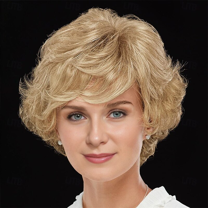 WhisperLite Wig Luxe Crop-Style Wig with Razored Bangs and Dimensional Layers/Multi-Tonal Shades of Blonde Silver Brown and Red4