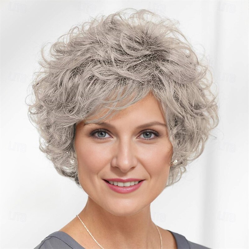 Nora WhisperLite Wig  Short Volume-Rich Layers Of Soft Feathery Waves / Multi-tonal Shades of Blonde Silver Brown and Red2