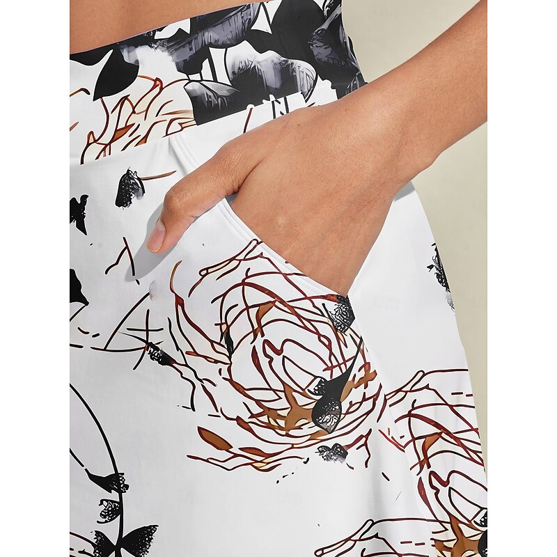 Women's Tennis Skirts Golf Skirts 16inch Pickleball White Sun Protection Tennis Clothing Floral Ladies Golf Attire Clothes Outfits Wear Apparel3