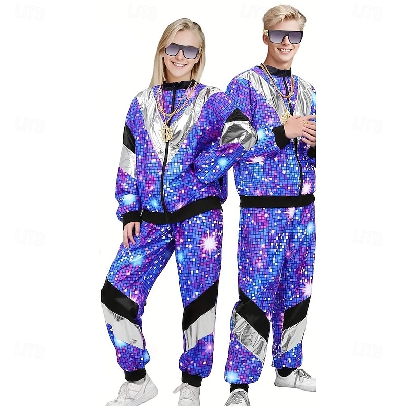 Hippie 1980s Street Style Outfits Jacket Shorts Disco Fancy Dress Men's Women's Carnival Costume Masquerade Party / Evening Dailywear Casual Daily Adults' Top Pants