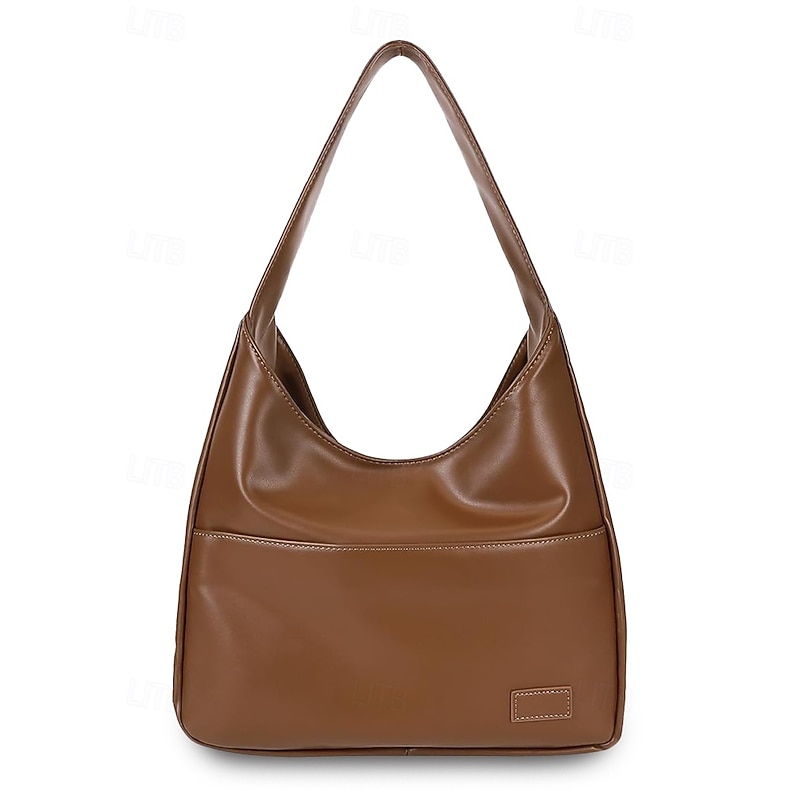 Women's Faux Leather Hobo Shoulder Bag – Minimalist Casual Design for Daily Use and Work Color Black White Brown