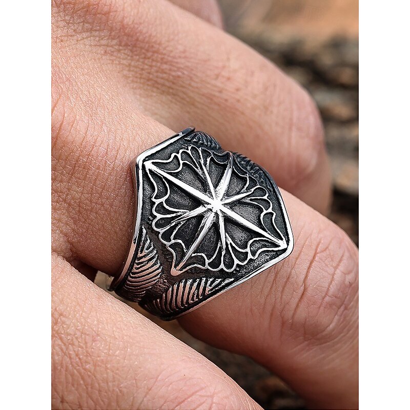 Men's Viking-Style Compass Rings – Retro Stainless Steel Jewelry for Cosplay, Daily Wear and Gifts2