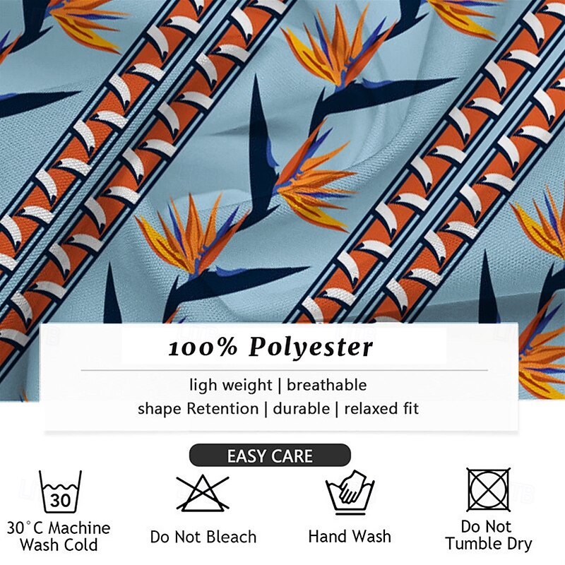 Men's Plants Beach Shirt Aloha Shirt Short Sleeve Hawaiian Beach Vacation Summer Spring Cuban Collar Button Up Blue3