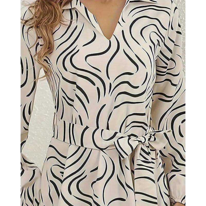 Women's Mini Dress Shirt Dress Casual Dress Summer Dress Stylish Casual Vacation Daily Date Regular Fit Stripe Long Sleeve Lapel White Summer Spring4