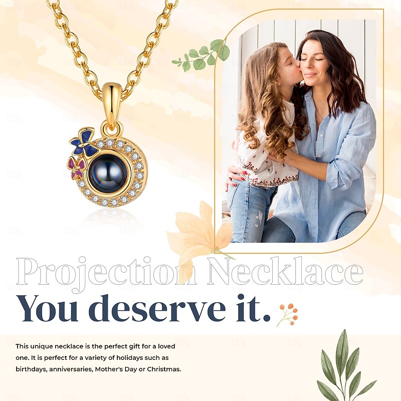 Personalized Photo Projection Necklace Custom Best Gift for Mom - Customized Pendant with Photo, Ideal Personalized Gift for Lovers, Family, or Friends, Perfect for Wedding3