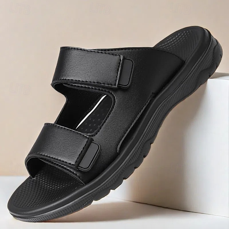 Men's Black Adjustable Strap Sandals – Comfortable, Durable Design for Casual Wear and Outdoor Activities