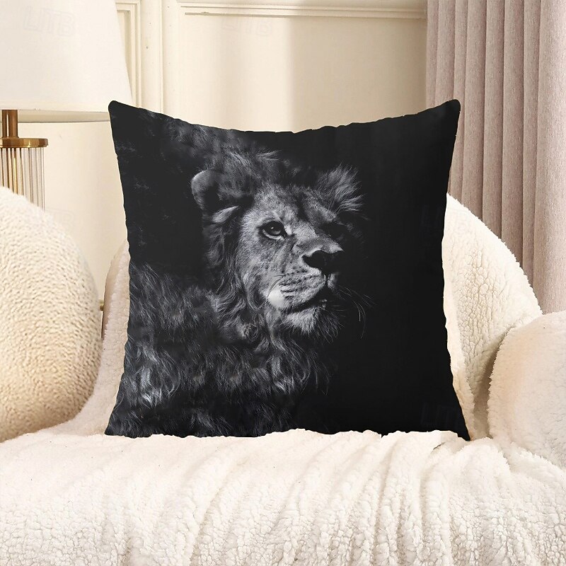 Animal Decorative Toss Pillows Cover 1PC Soft Square Couch Cushion Case Pillowcase for Bedroom Livingroom Sofa Chair Scary Lion4