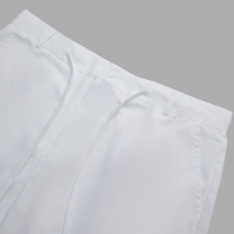 Men's Shorts Linen Shorts Summer Shorts Beach Shorts Pocket Drawstring Straight Leg Plain Comfort Breathable Knee Length Casual Daily Holiday Fashion Retro Vintage White Navy Blue4