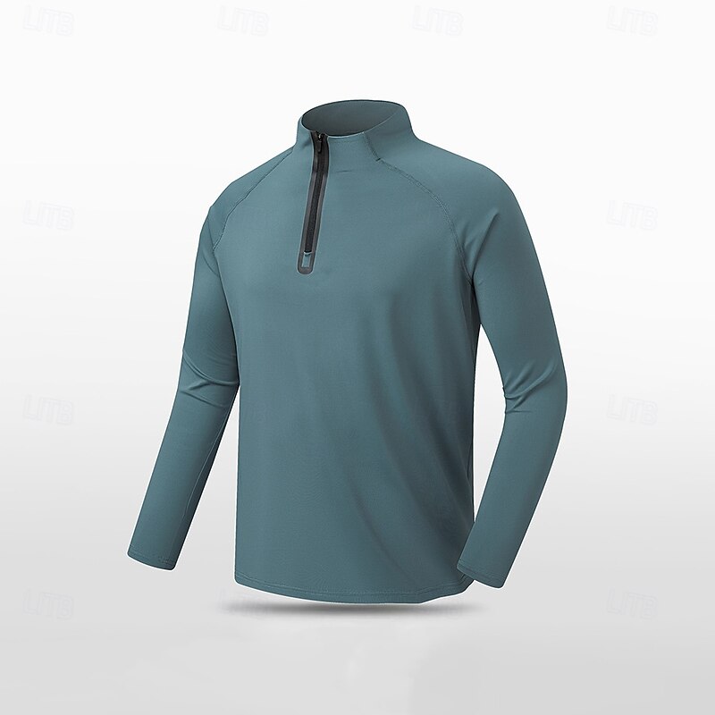 Men's Non Iron Quarter Zip Sweatshirt Black Blue Light Grey Dark Gray High Neck Plain Zipper Sports & Outdoor Casual Daily Workout Athletic Summer Spring Clothing Apparel Hoodies Sweatshirts4