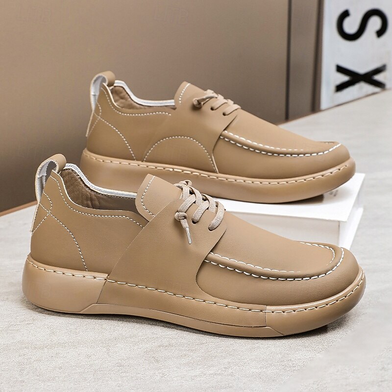 Men's Casual Faux Leather Lace-Up Shoes - Lightweight and Comfortable Moccasin Style for Walking, Travel and Everyday Wear4