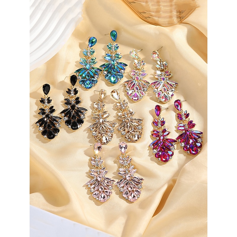 Women's Pink Crystal Drop Earrings – Elegant Statement Jewelry for Weddings, Evening Events and Formal Occasions3