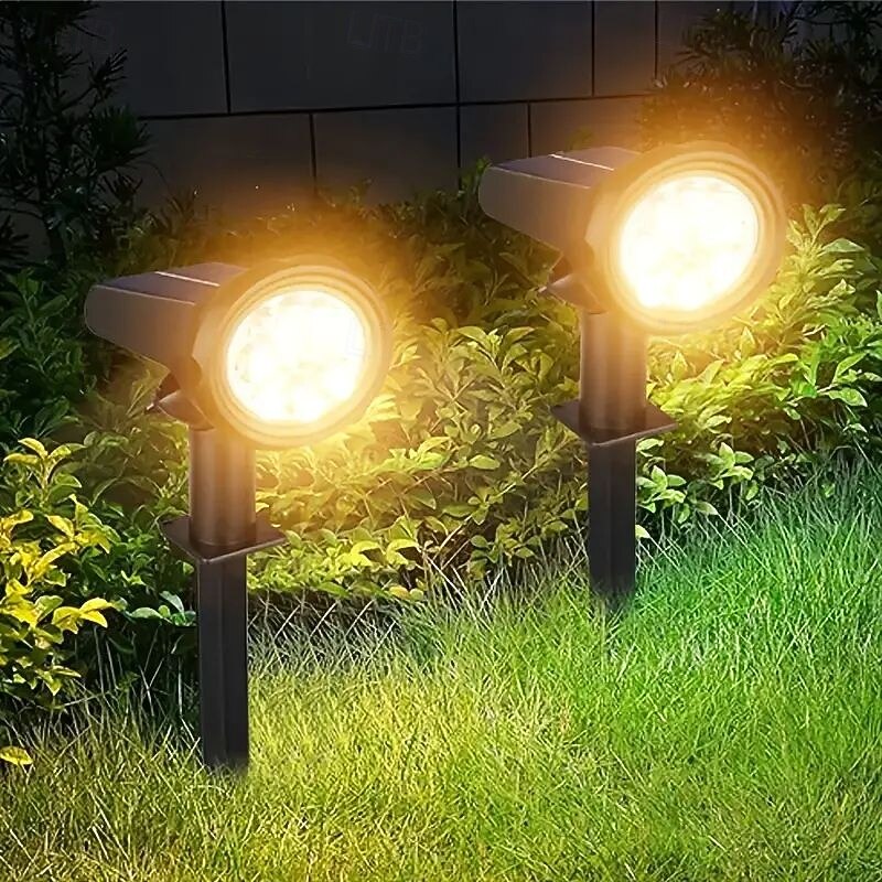 Super Bright LED Solar Outdoor Spotlight Adjustable Switch Waterproof Landscape Lighting 18LED Solar Lawn Light for Garden Tree Pond Swimming Pool and Courtyard Ground Decorative Lighting