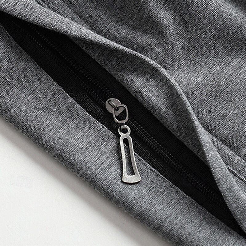 Men's Sweatpants Trousers Casual Pants Straight Leg Sweatpants Drawstring Elastic Waist Zipper Pocket Plain Comfort Breathable Full Length Outdoor Casual Daily Sports Fashion Black Navy Blue4