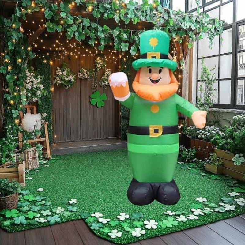 St. Patrick's Day Inflatable Air Model with LED Light - 3.5ft Irish Elf for Indoor/Outdoor Courtyard Lawn Festive Atmosphere Decoration 1pc3