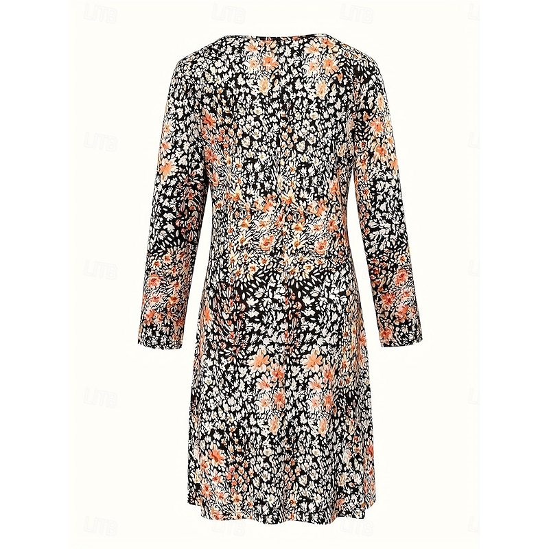 Women's Long Dress Maxi Dress Casual Dress A Line Dress Elegant Vintage Stylish Vacation Party Daily Loose Fit Floral Long Sleeve V Neck Blue Purple Orange Spring Fall2