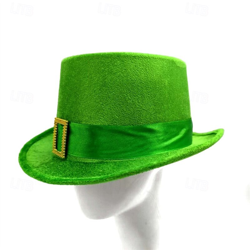 Men's Kentucky Derby Hat Sun Hat Party Hat Black Green Green Polyester Buckle Fashion Casual Daily Saint Patrick Day Solid Color Sunscreen Breathable4