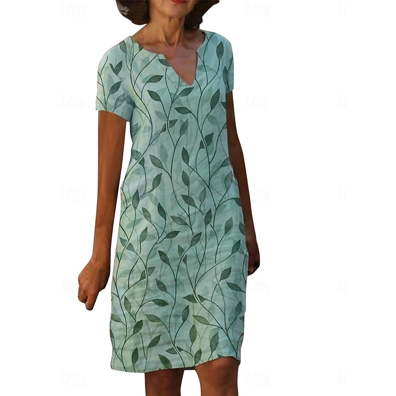 Women's Mini Dress Casual Dress Basic Casual Vacation Work Daily Regular Fit Graphic Short Sleeve V Neck Blue Purple Green Summer Spring4