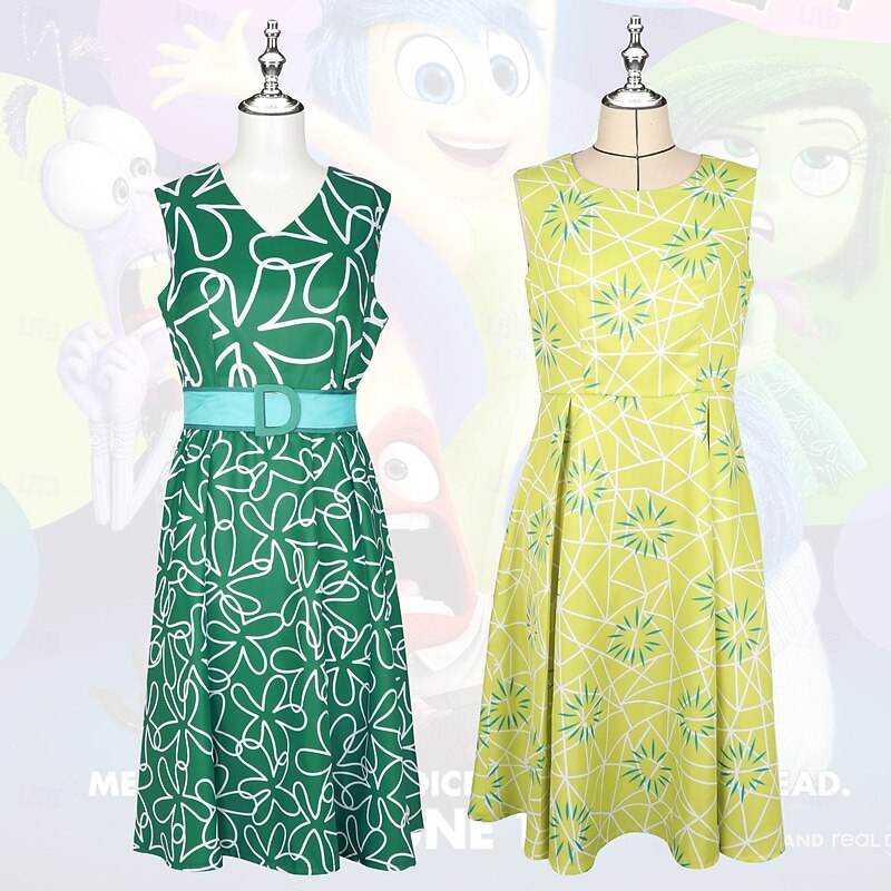 Inside Out 2 Disgust Joy Dress Outfits Costume Cute Movie Cosplay for Women's Carnival Party