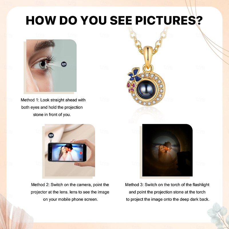 Personalized Photo Projection Necklace Custom Best Gift for Mom - Customized Pendant with Photo, Ideal Personalized Gift for Lovers, Family, or Friends, Perfect for Wedding4