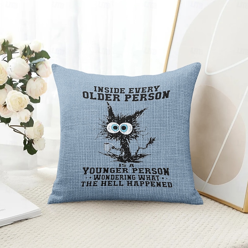 Funny Cat Decorative Toss Pillows Cover 1PC Soft Square Couch Cushion Case Pillowcase for Bedroom Livingroom Sofa Chair