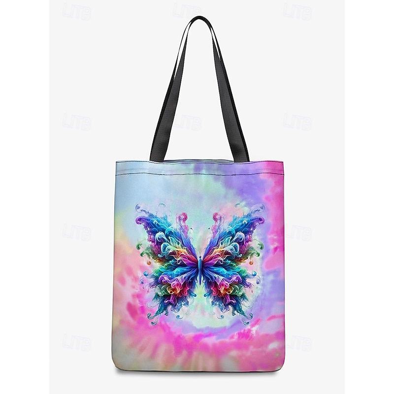 Women's Large Capacity Tote Bag with Colorful Butterfly Print – Bohemian Style, Durable Fabric, Ideal for Shopping, Travel or Casual Use3