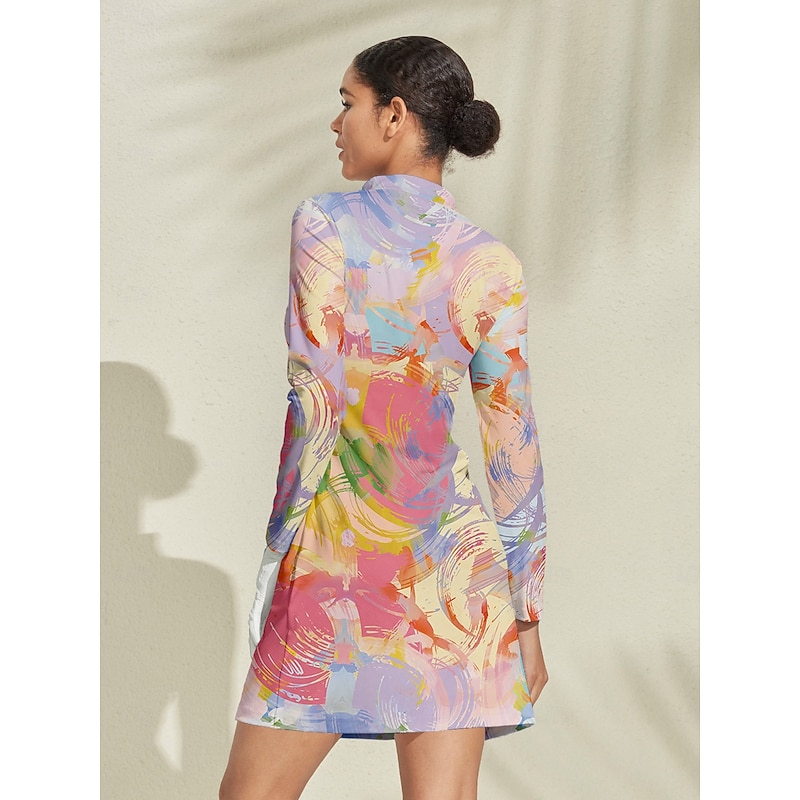 Women's Golf Dress Pink Long Sleeve Ladies Golf Attire Clothes Outfits Wear Apparel2