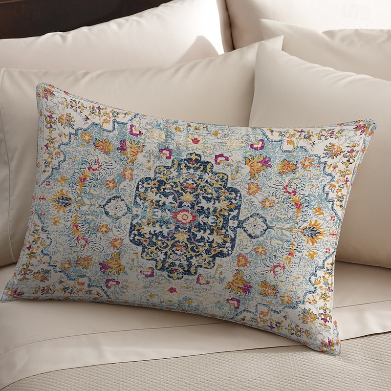 Boho Vintage Lumbar Pillows Cover 1PC Soft Square Couch Cushion Case Pillowcase for Bedroom Livingroom Sofa Chair4