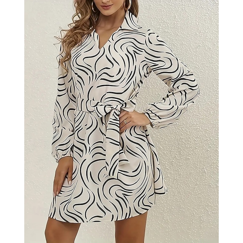 Women's Mini Dress Shirt Dress Casual Dress Summer Dress Stylish Casual Vacation Daily Date Regular Fit Stripe Long Sleeve Lapel White Summer Spring2