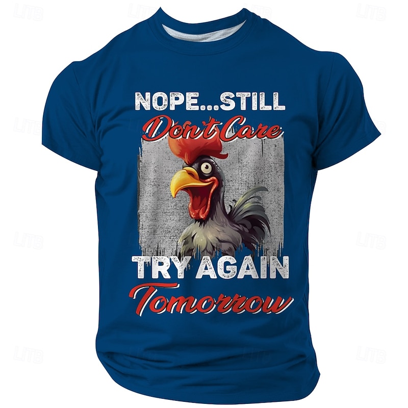 Men's Graphic T-Shirt Sarcastic Rooster 'Nope Still Don't Care Try Again Tomorrow' Funny Lifestyle Short Sleeve4