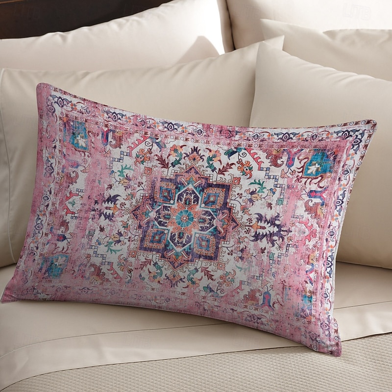 Boho Vintage Lumbar Pillows Cover 1PC Soft Square Couch Cushion Case Pillowcase for Bedroom Livingroom Sofa Chair2