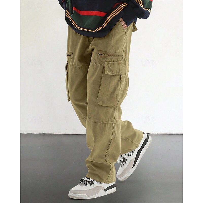 Men's Cargo Pants Trousers Multi Pocket Plain Wearable Outdoor Daily Camping & Hiking Fashion Classic Army Green Khaki