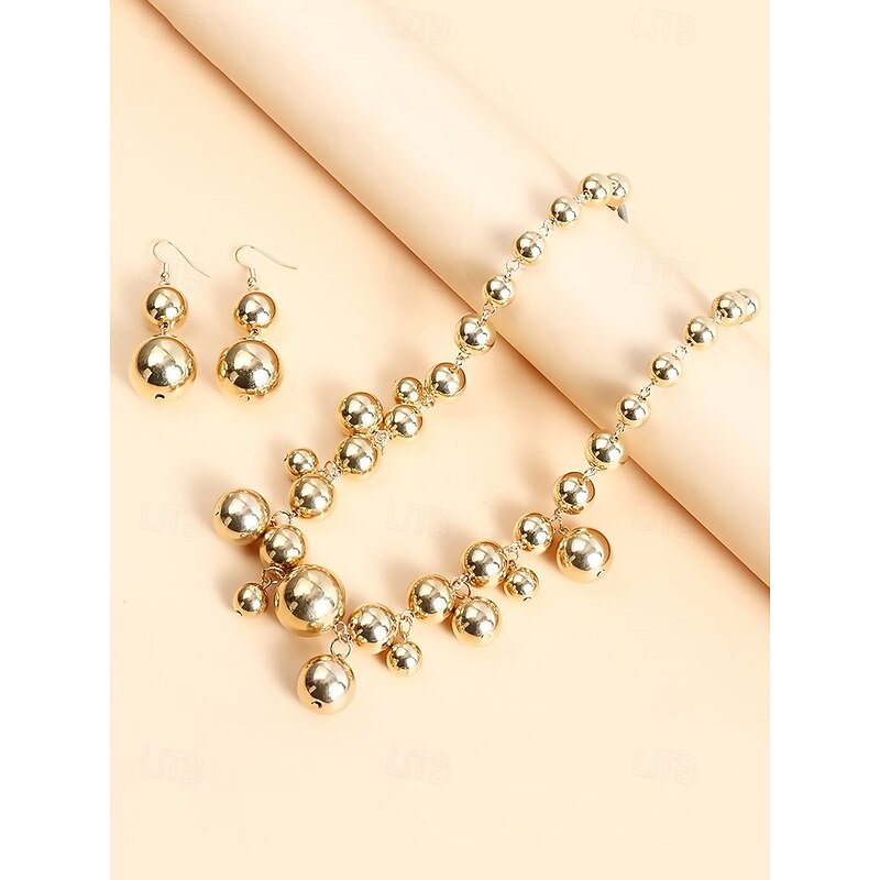 Gold Statement Necklace and Earrings Set – Bold Bubble Design Jewelry for Women, Perfect for Parties, Weddings and Special Occasions4