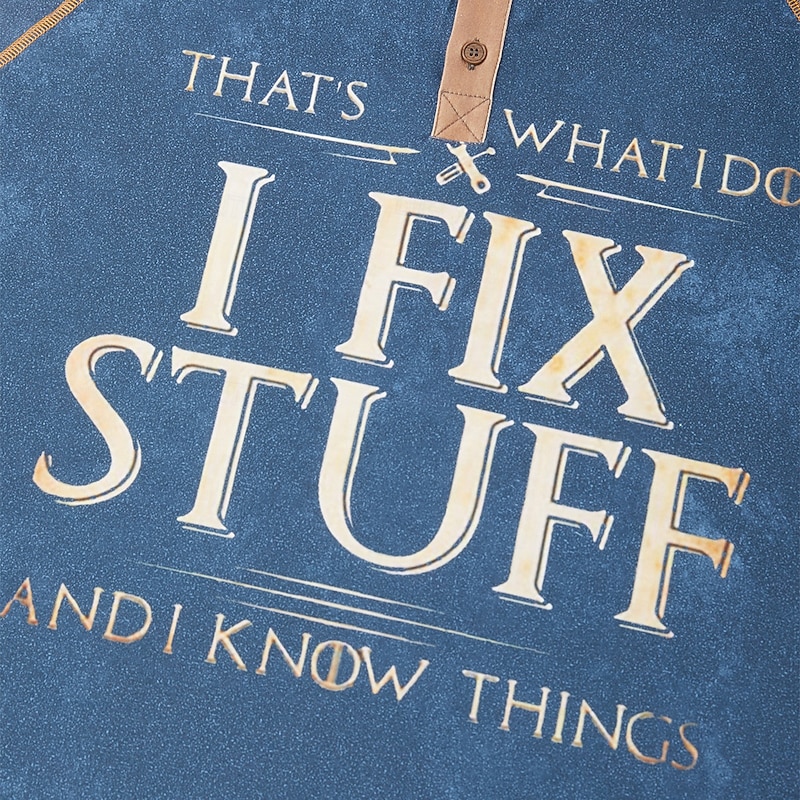 Men's Henley Short Sleeve Graphic T-Shirt: 'I Fix Stuff & I Know Things' Hobbies & Lifestyle Tee3