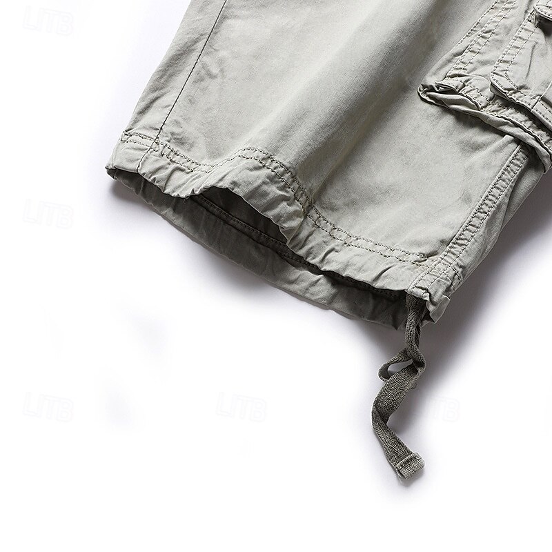 Men's Capri Cargo Shorts Cargo Shorts Shorts Hiking Shorts Buttons Multi Pocket Plain Comfort Soft Knee Length Outdoor Casual Daily Fashion Streetwear Black Red Micro-elastic4