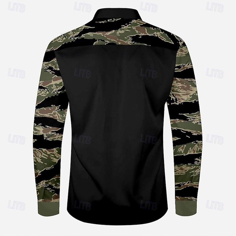 Men's Camo Camouflage Western Shirt Cowboy Shirt Long Sleeve Western Casual Outdoor Spring Fall Turndown 2 Pockets Black Brown Green Khaki4