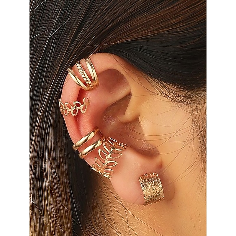 Gold Ear Cuff Set – Non-Piercing Alloy Ear Wraps with Unique Design, Minimalist Style for Women, Perfect for Parties, Everyday Wear and Gifts3