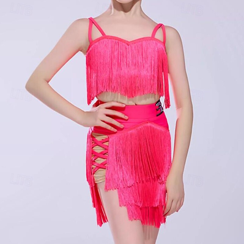 Kids' Dancewear Skirts Tassel Girls' Performance Daily Wear Sleeveless Natural Elastane