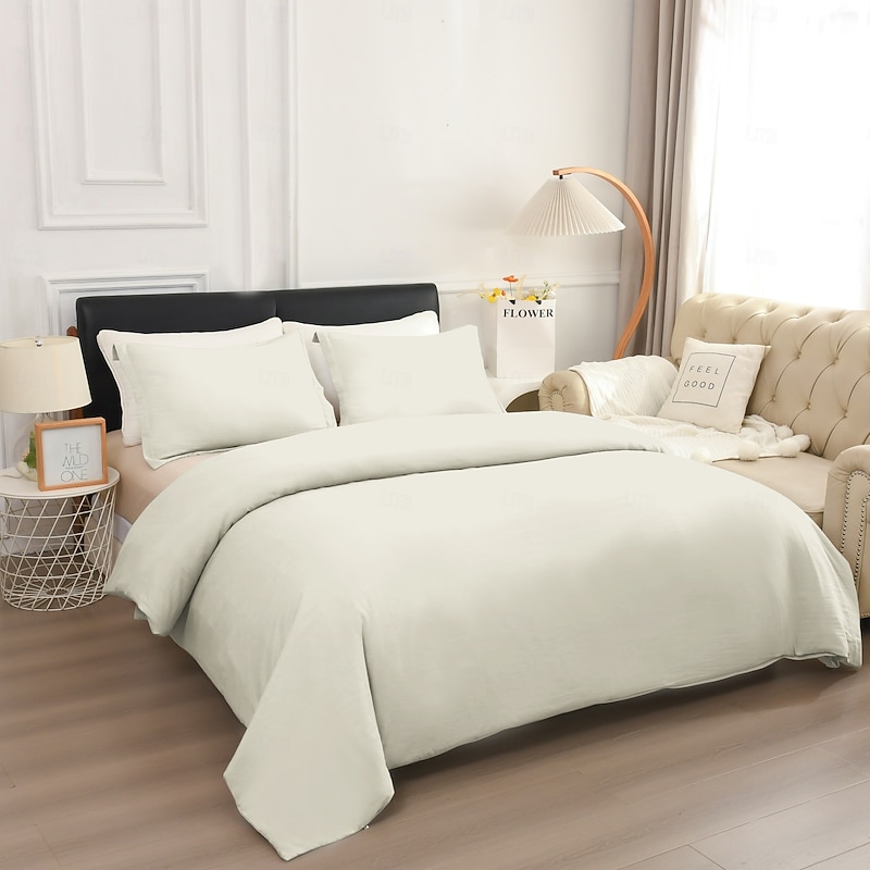 Duvet Cover Queen Size 3 Piece Queen Duvet Cover Set, Soft Double Brushed Queen Size Duvet Covers with Zipper Closure, 1 Duvet Cover and 2 Pillow Shams