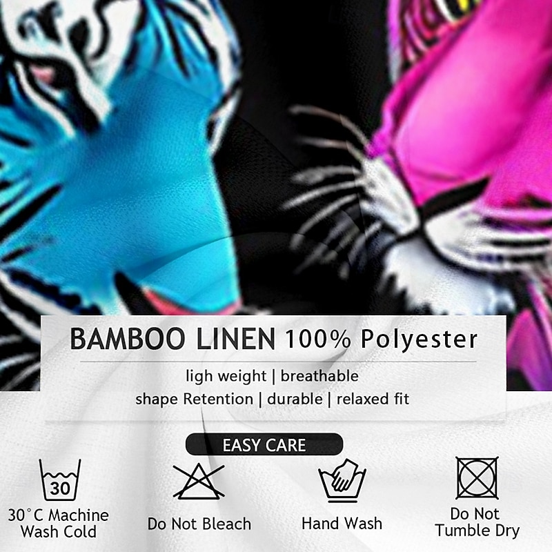 Men's Animal Tiger Shirt Button Up Shirt Short Sleeve Fashion Casual Vacation Streetwear Beach Wear Summer Fall Turndown 3D Print Collared Shirts Front One Pocket Black Yellow Pink Blue3