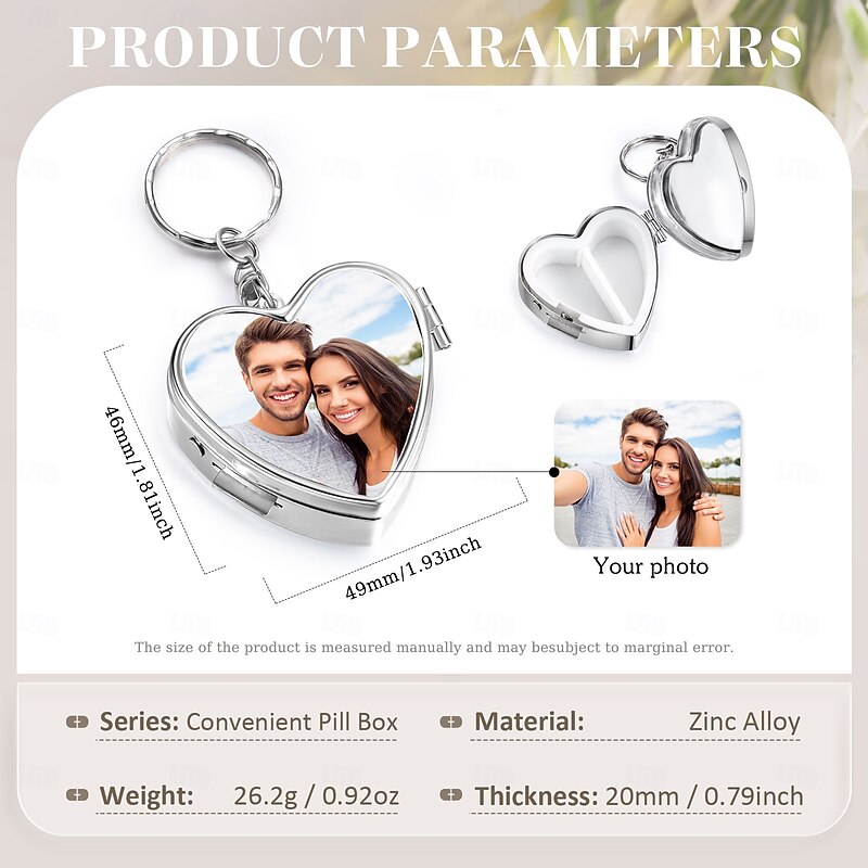 Personalized Photo Pill Box,Custom  Heart-Shaped Medication Storage Box Home Use and Storing Medication, Unique Keepsake Gift for Family and Friends2
