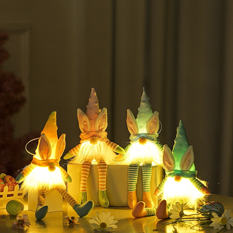 Easter Light Up Long Legs Glowing Rabbit Dwarf - Indoor Party & Restaurant Atmosphere Decoration Gift 1pc