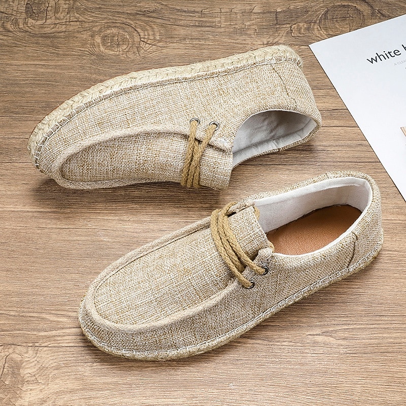 Men's Beige Espadrille Loafers with Rope Detail – Casual Slip-On Shoes for Summer and Beach Outings4