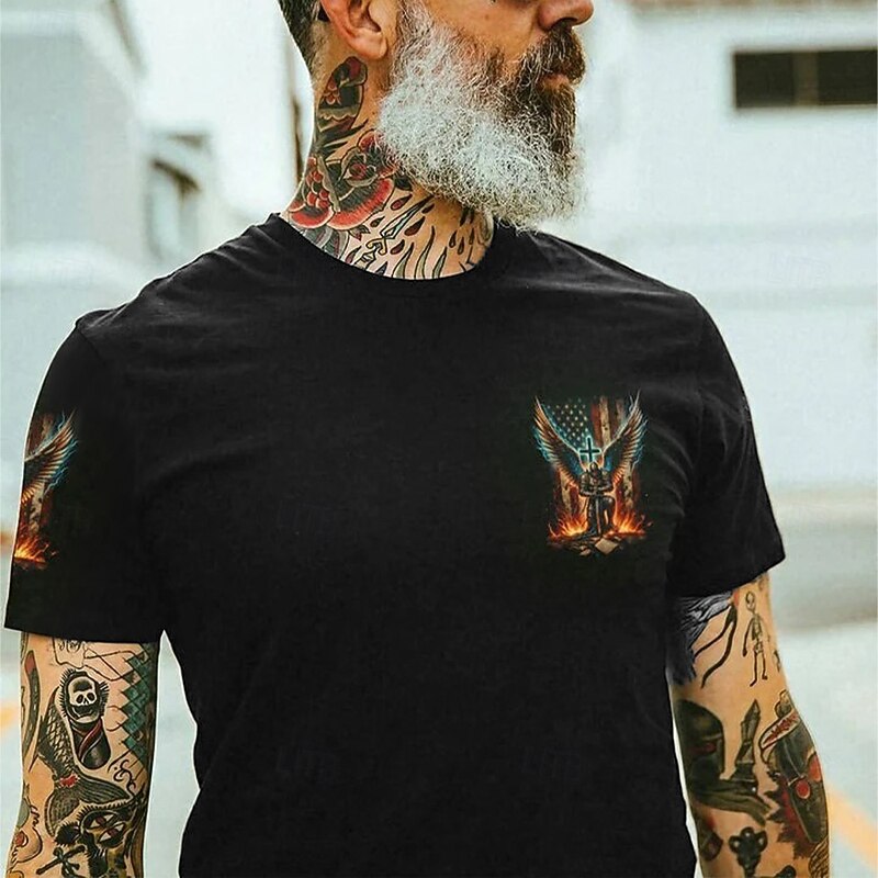 Men's Knights Templar Faith T Shirt Short Sleeve T shirt 3D Print Crew Neck Shirt Fashion Daily Street Daily Black Summer Spring Clothing Apparel S M L XL XXL XXXL2