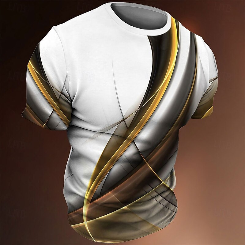 Men's Graphic Striped T Shirt Tee Short Sleeve T shirt 3D Print Crew Neck Shirt Vintage Fashion Designer Outdoor Casual Daily Yellow Blue Purple Spring & Summer Clothing Apparel S M L XL 2XL 3XL